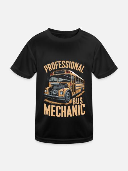 Mécanicien d’autobus - T-shirt sport Enfant - noir - Devant