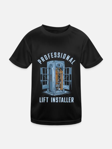 Elevator Installer - Kids Functional T-Shirt - black - Front