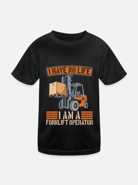 Gabelstapler Staplerfahrer - Kinder Funktions-T-Shirt - Schwarz - Vorne