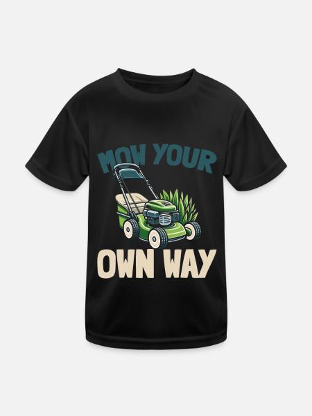Rasenmäher Mähen - Kinder Funktions-T-Shirt - Schwarz - Vorne