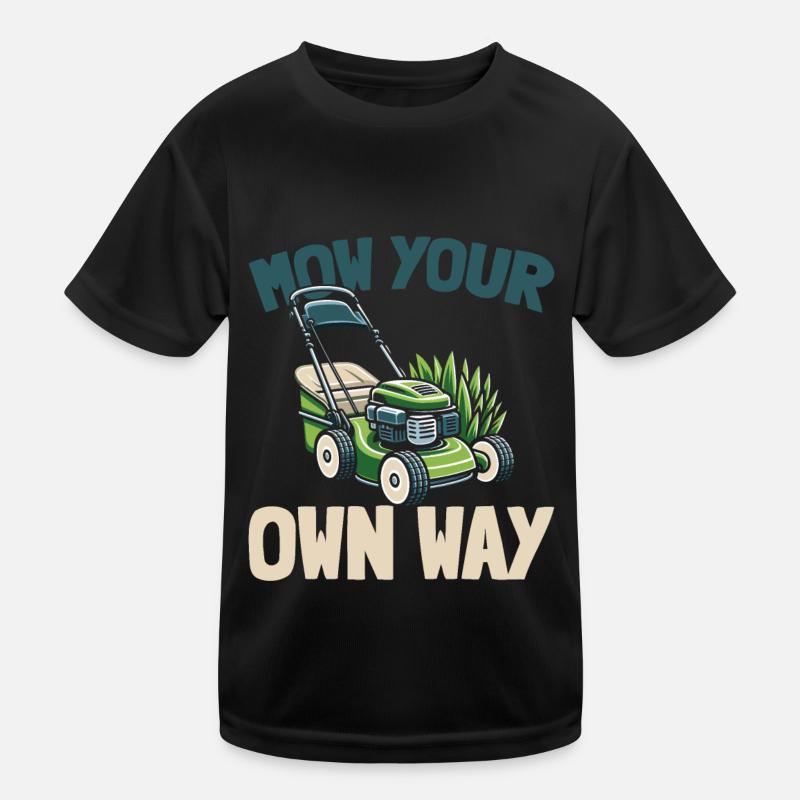 Lawn mower mowing - Kids Functional T-Shirt - black