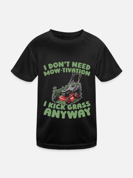 Lawn mower mowing - Kids Functional T-Shirt - black - Front