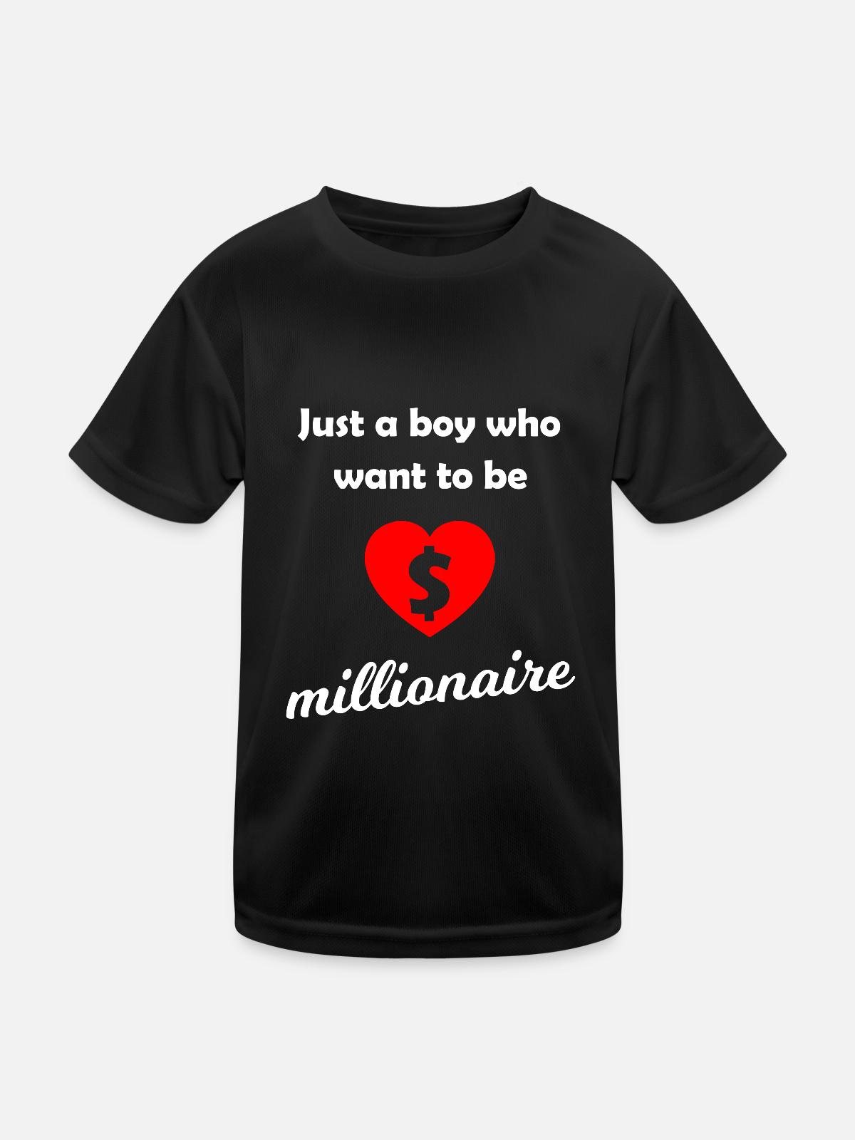Der Millionär - Kinder Funktions-T-Shirt - Schwarz - Vorne