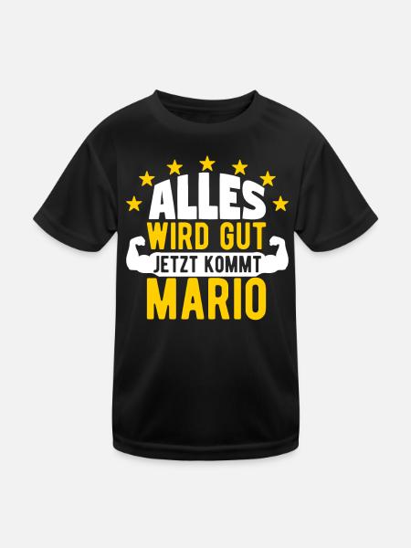 Mario - Alles wird gut jetzt kommt Mario - Kinder Funktions-T-Shirt - Schwarz - Vorne