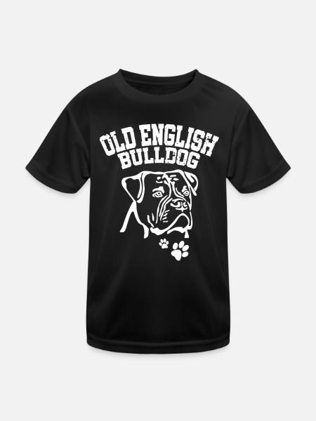 Old English Bulldog - Bulldogge Silhouette OBE - Kids Functional T-Shirt - black - Front