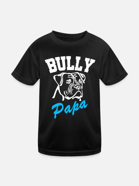 BULLY Papa - Old English Bulldog - Hunde Herrchen - Kinder Funktions-T-Shirt - Schwarz - Vorne