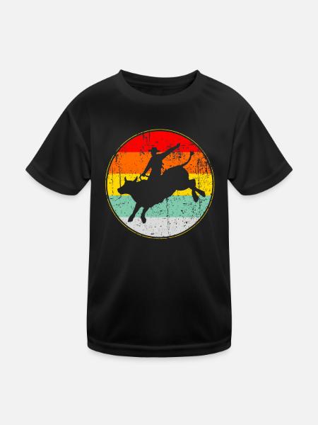 Bull Riding Rodeo Taurus Cowboy Vintage - T-shirt sport Enfant - noir - Devant