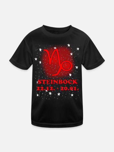 Sternzeichen Steinbock Symbol mit Sternenhimmel - Kinder Funktions-T-Shirt - Schwarz - Vorne