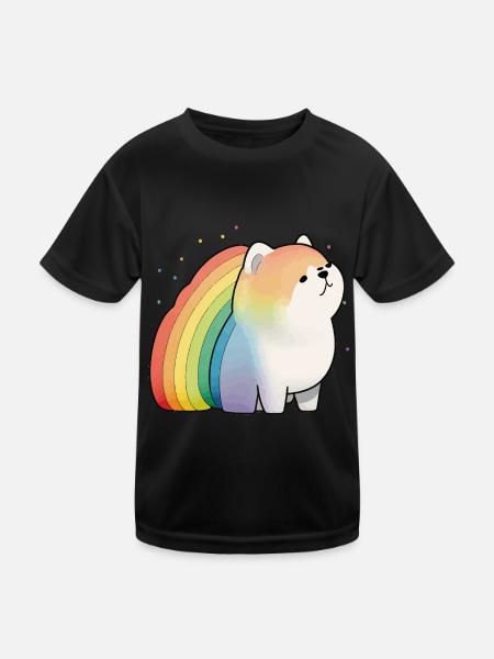 Akita Inu Hund Bunte Farben Regenbogen Kunst Anime - Kinder Funktions-T-Shirt - Schwarz - Vorne