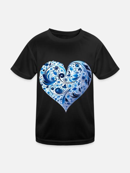 Kunst Herz Liebe Liebesbeweis Gefühle - Kinder Funktions-T-Shirt - Schwarz - Vorne