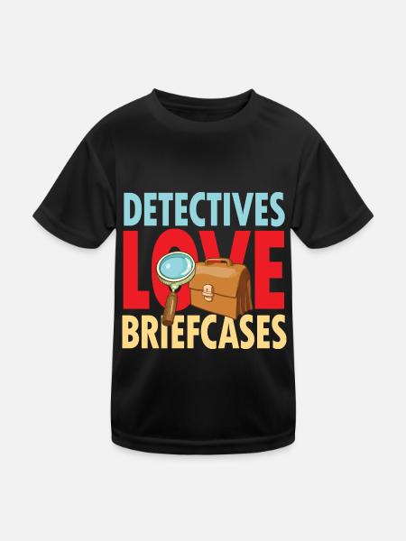 Detectives Love Briefcases - Kinder Funktions-T-Shirt - Schwarz - Vorne
