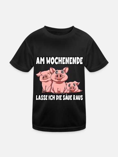 Am Wochenende lasse ich die Sau raus - Kinder Funktions-T-Shirt - Schwarz - Vorne