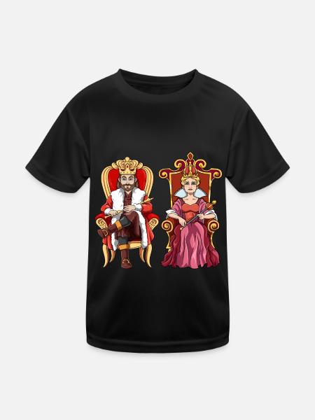 König Königin mit Krone auf dem Thron. - Kinder Funktions-T-Shirt - Schwarz - Vorne