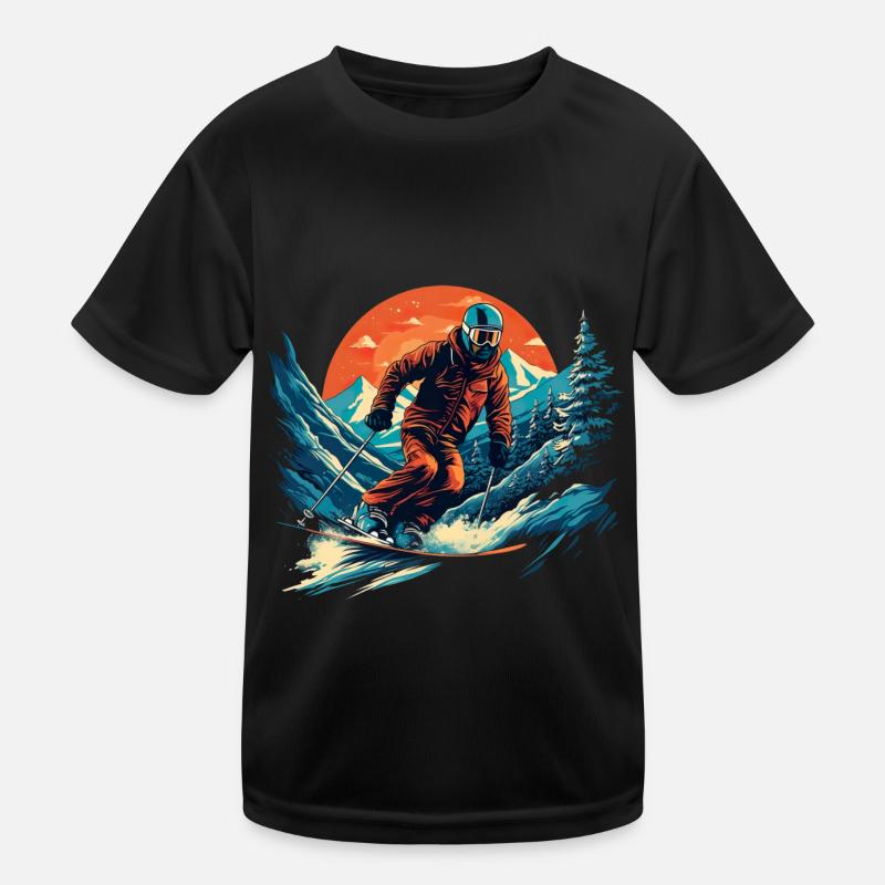 Skifahren Winterspaß Kinder Funktions-T-Shirt