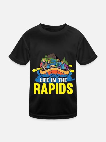 Rafting Wildwasser Kanu Kajak - Kinder Funktions-T-Shirt - Schwarz - Vorne