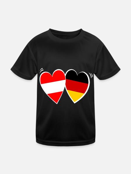 Österreicher Deutsche Liebe - Kinder Funktions-T-Shirt - Schwarz - Vorne