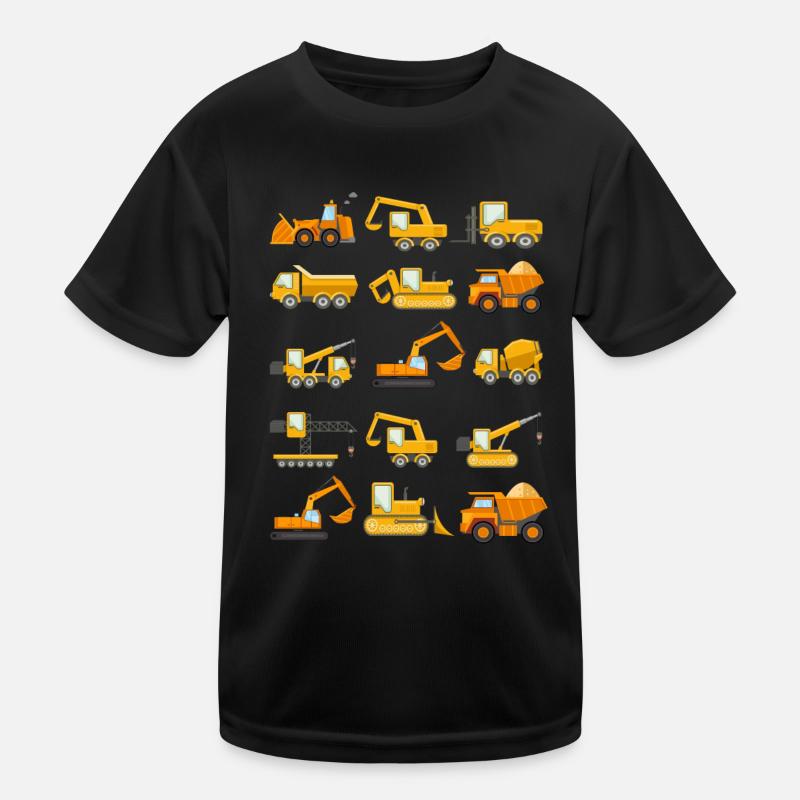 Construction Diggers Trucks Vehicles Design Kinder Funktions-T-Shirt