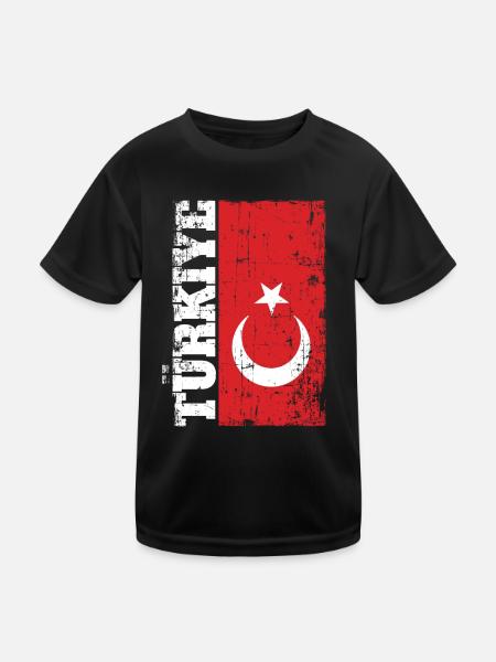 Türkiye Turquie drapeau drapeau turc Sport Fan - T-shirt sport Enfant - noir - Devant