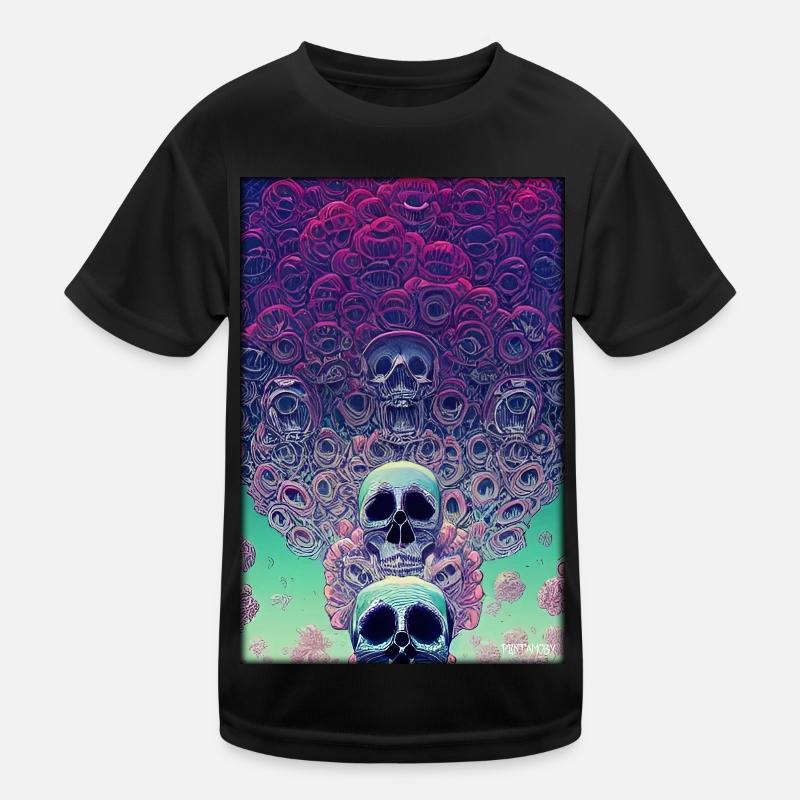 Skull Flowers Rose Cloud Kids Functional T-Shirt