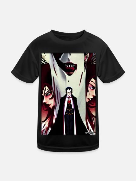 Manga Vampire Dracula Monstre Halloween - T-shirt sport Enfant - noir - Devant