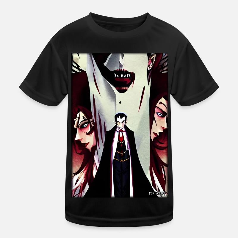 Manga Vampir Dracula Monster Halloween Kinder Funktions-T-Shirt