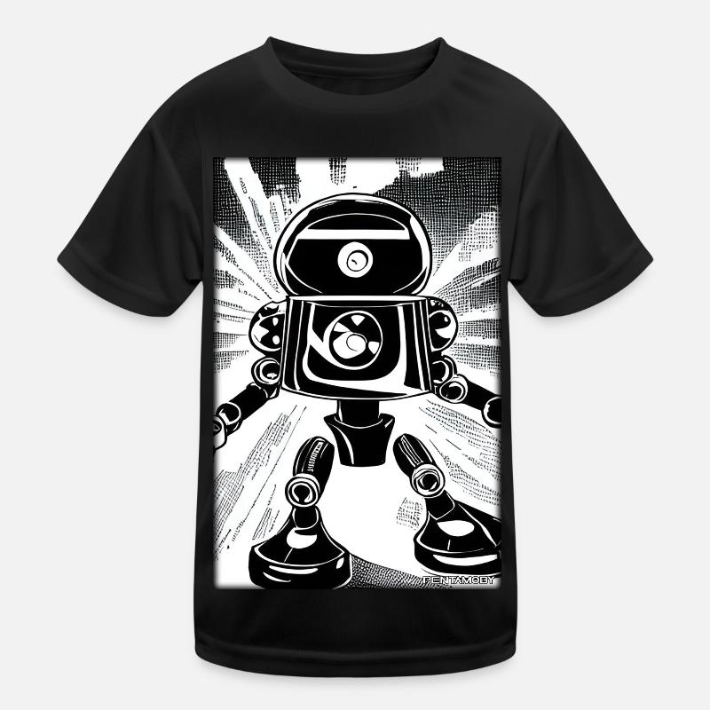 Roboter Comic Zukunft Cyborg Maschine Technik Kinder Funktions-T-Shirt