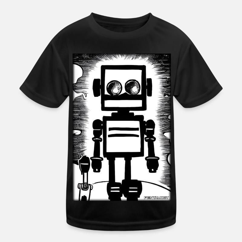Roboter Comic Zukunft Cyborg Maschine Technik Kinder Funktions-T-Shirt