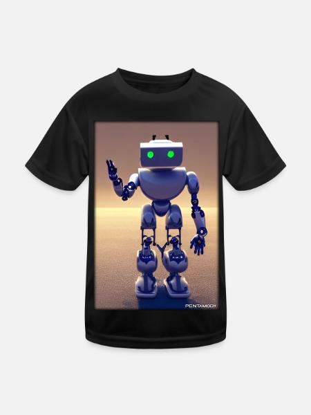 Roboter Zukunft Technik Wissenschaft Android - Kinder Funktions-T-Shirt - Schwarz - Vorne