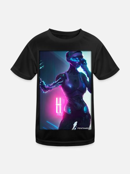Roboter Zukunft Wissenschaft Sci-Fi Maschine - Kinder Funktions-T-Shirt - Schwarz - Vorne