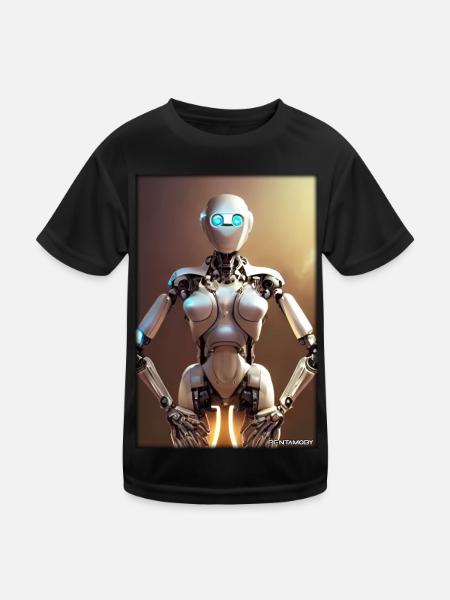 Roboter Zukunft Wissenschaft Sci-Fi Maschine - Kinder Funktions-T-Shirt - Schwarz - Vorne
