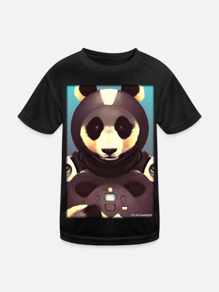 Panda Bear Panda Astronaut Future Sci-Fi Technology - T-shirt sport Enfant - noir - Devant