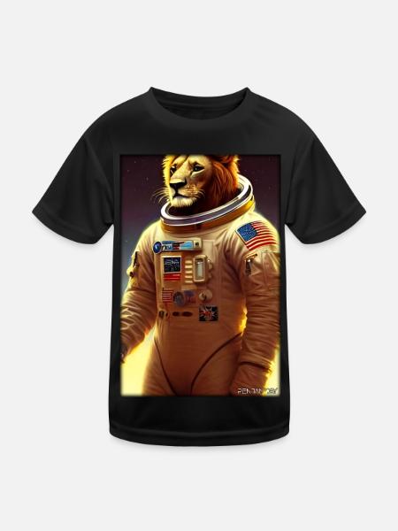 Leo Big Cat Astronaut Future Sci-Fi Technology - T-shirt sport Enfant - noir - Devant
