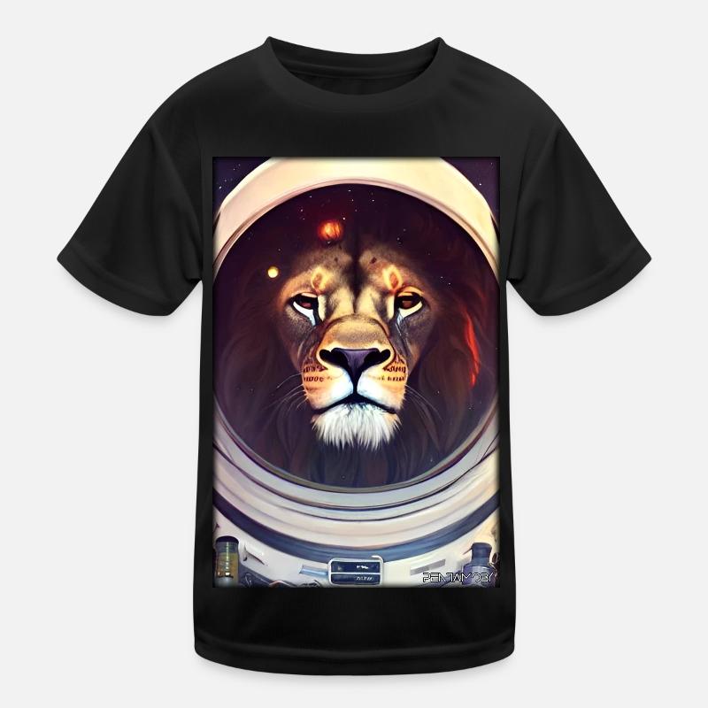 Leo Big Cat Astronaut Future Sci-Fi Technology Kids Functional T-Shirt