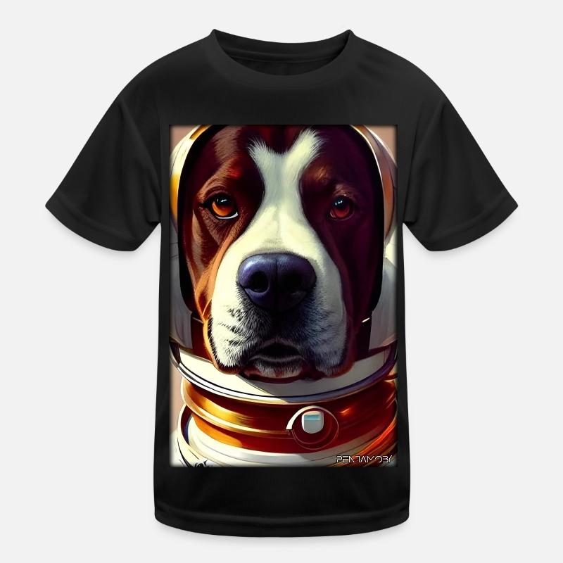 Dog Pet Astronaut Future Sci-Fi Technology Kids Functional T-Shirt