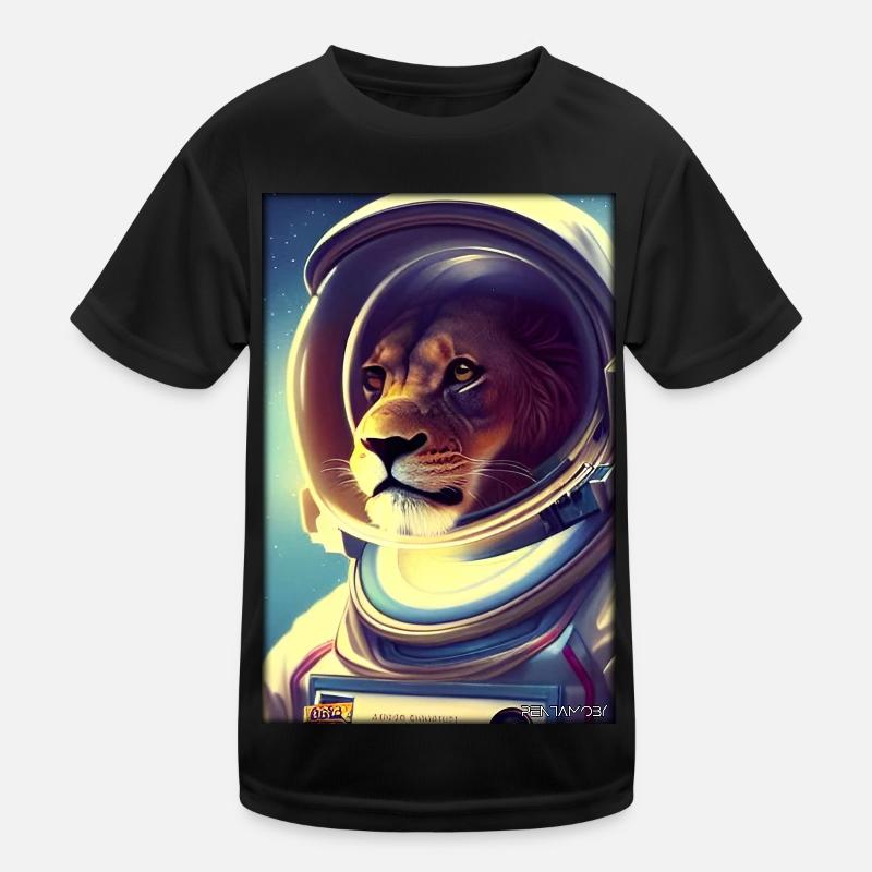 Leo Big Cat Astronaut Future Sci-Fi Technology Kids Functional T-Shirt