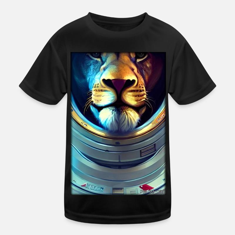 Leo Big Cat Astronaut Future Sci-Fi Technology Kids Functional T-Shirt