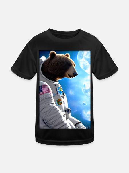 Bear Wildlife Astronaut Future Sci-Fi Technology - T-shirt sport Enfant - noir - Devant