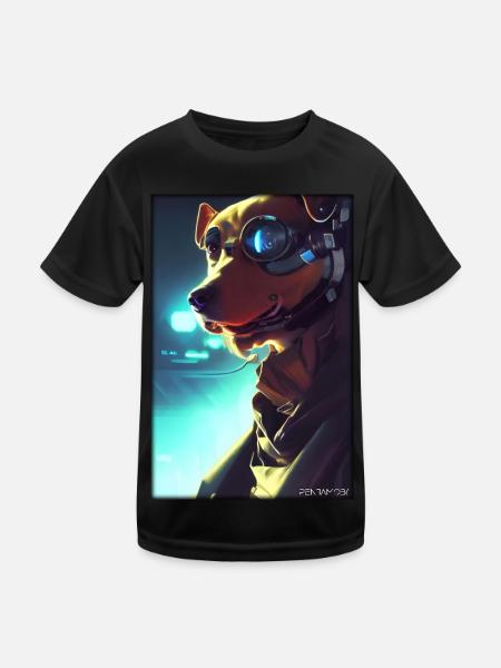 Dog Dog Lovers Cyber Neon Punk Future Sci-Fi - T-shirt sport Enfant - noir - Devant