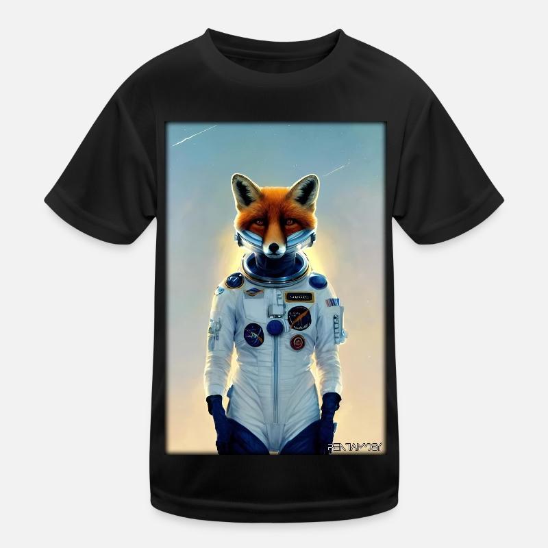 Fox Wildlife Astronaut Future Sci-Fi Technology Kids Functional T-Shirt