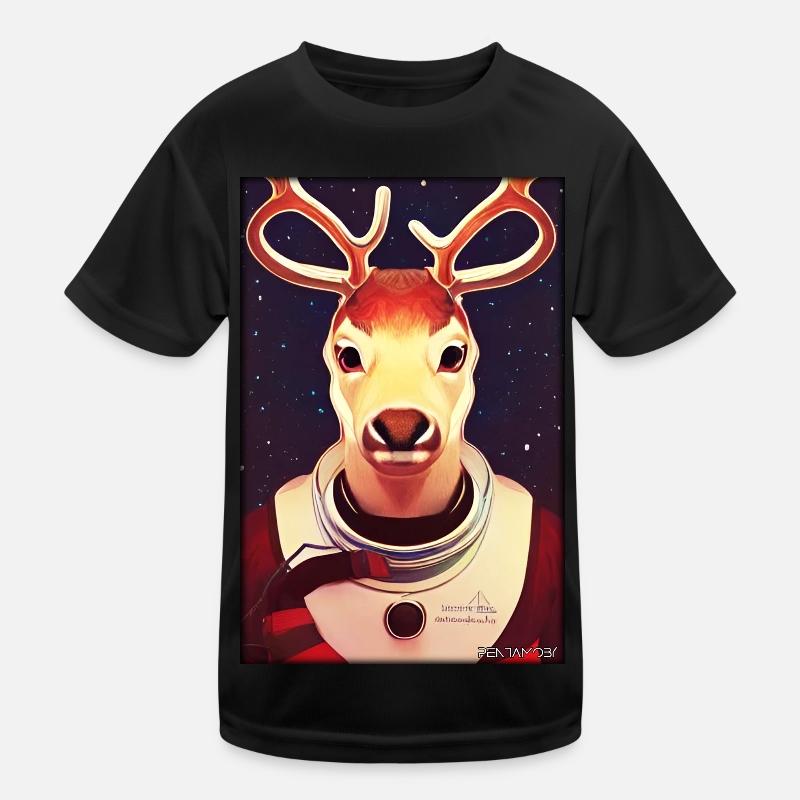 Reindeer Astronaut Future Sci-Fi Technology Kids Functional T-Shirt
