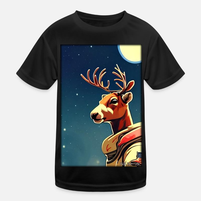 Reindeer Astronaut Future Sci-Fi Technology Kids Functional T-Shirt