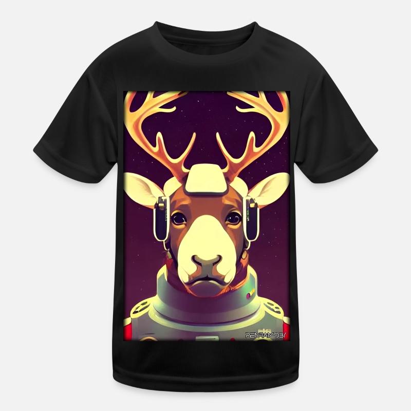 Reindeer Astronaut Future Sci-Fi Technology Kids Functional T-Shirt