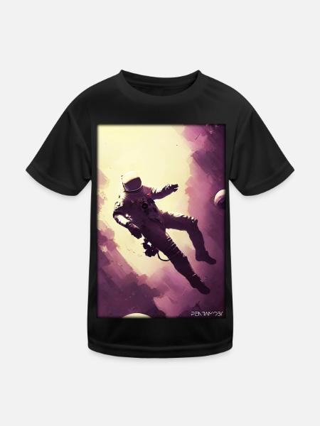 Astronaut Zukunft Sci-Fi Technik - Kinder Funktions-T-Shirt - Schwarz - Vorne