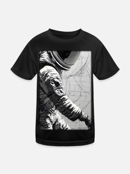 Astronaut Zukunft Sci-Fi Technik - Kinder Funktions-T-Shirt - Schwarz - Vorne