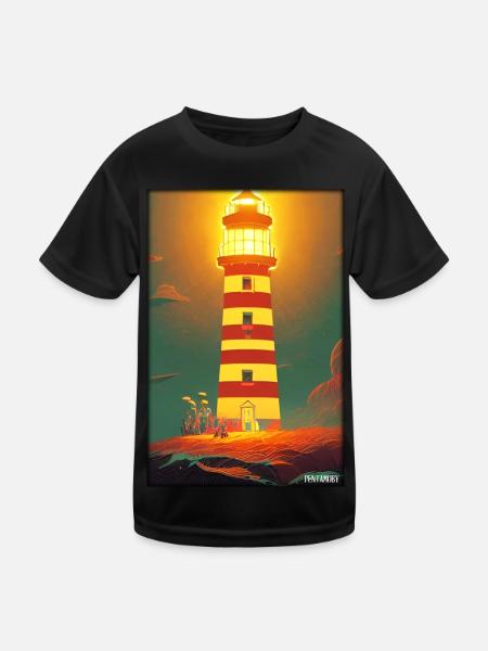 Leuchtturm Meer Licht Nordsee Ostsee Urlaub Strand - Kinder Funktions-T-Shirt - Schwarz - Vorne