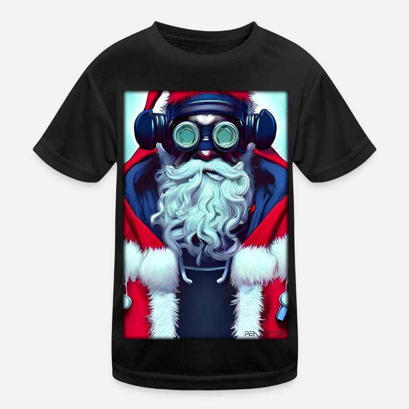 Weihnachtsmann Weihnachten Zukunft Cyber Neon Punk Kinder Funktions-T-Shirt