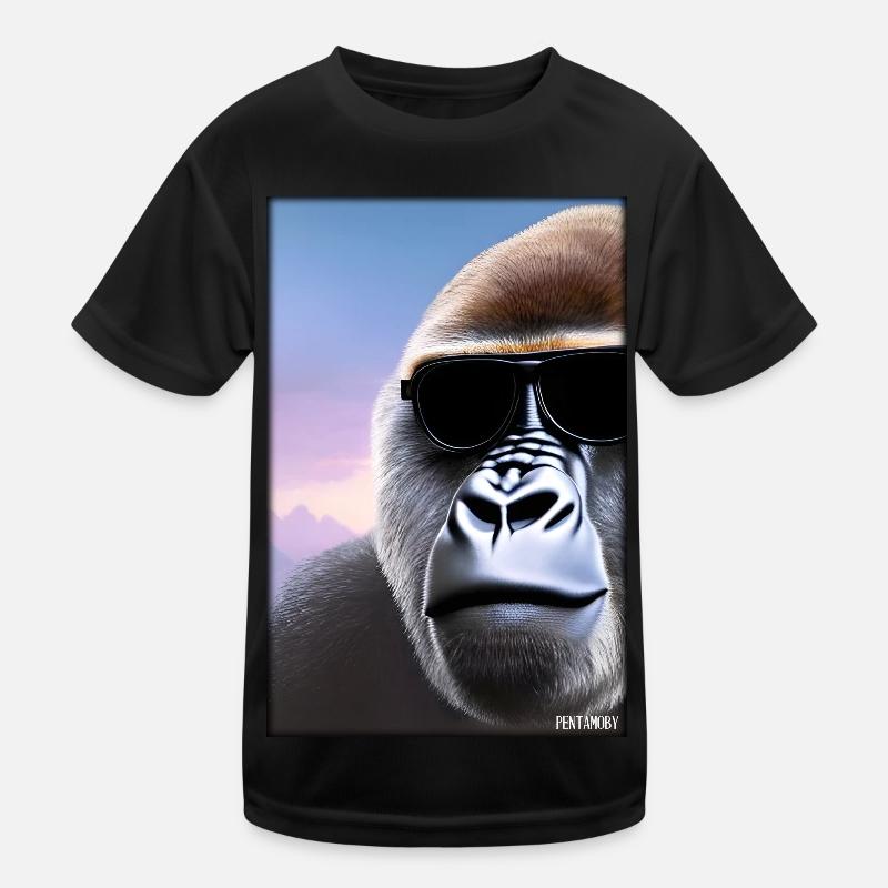 Gorille Lunettes de soleil Faune Forêt Animaux Faune T-shirt sport Enfant