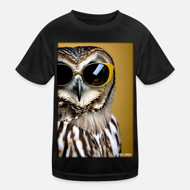 Eule Sonnenbrille Wildtier Vogel Waldtier Wald Kinder Funktions-T-Shirt