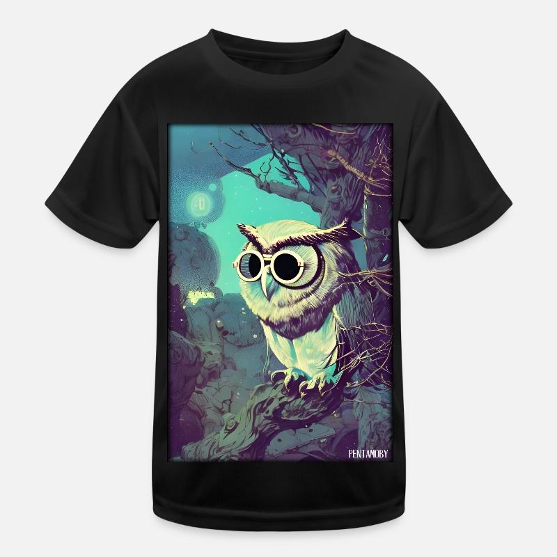 Hibou Lunettes de soleil Faune Oiseau Forêt Forêt animale T-shirt sport Enfant