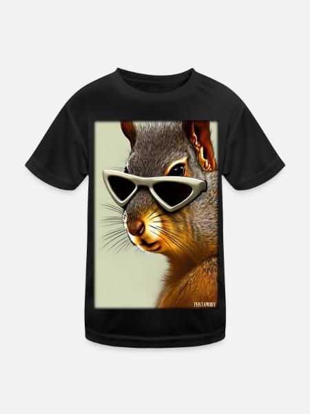 Squirrel Sunglasses Wildlife Forest Animal Forest - Kids Functional T-Shirt - black - Front
